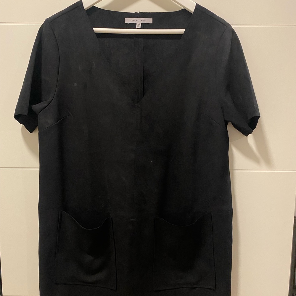 Naked Zebra black velvet pocket dress. Size M. Worn less than 5 times